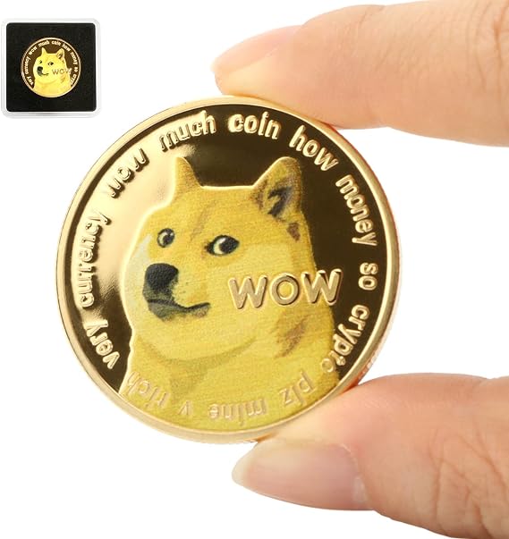Dogecoin Coin, New Edition 24K Gold Plated Physical Dogecoin Coins Crypto Golden Commemorative Doge Coins Collector Gifts (1 PC)