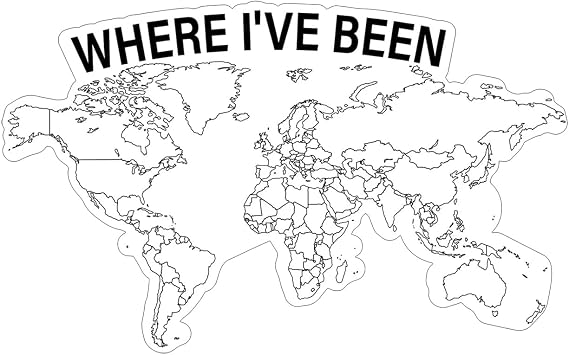 Where I've Been Map Vinyl Coloring Sticker,Where I Have Been Waterproof Decal to Track Travel Journal,Visited World Map for Travel Water Bottles Phone laptops (3pcs)
