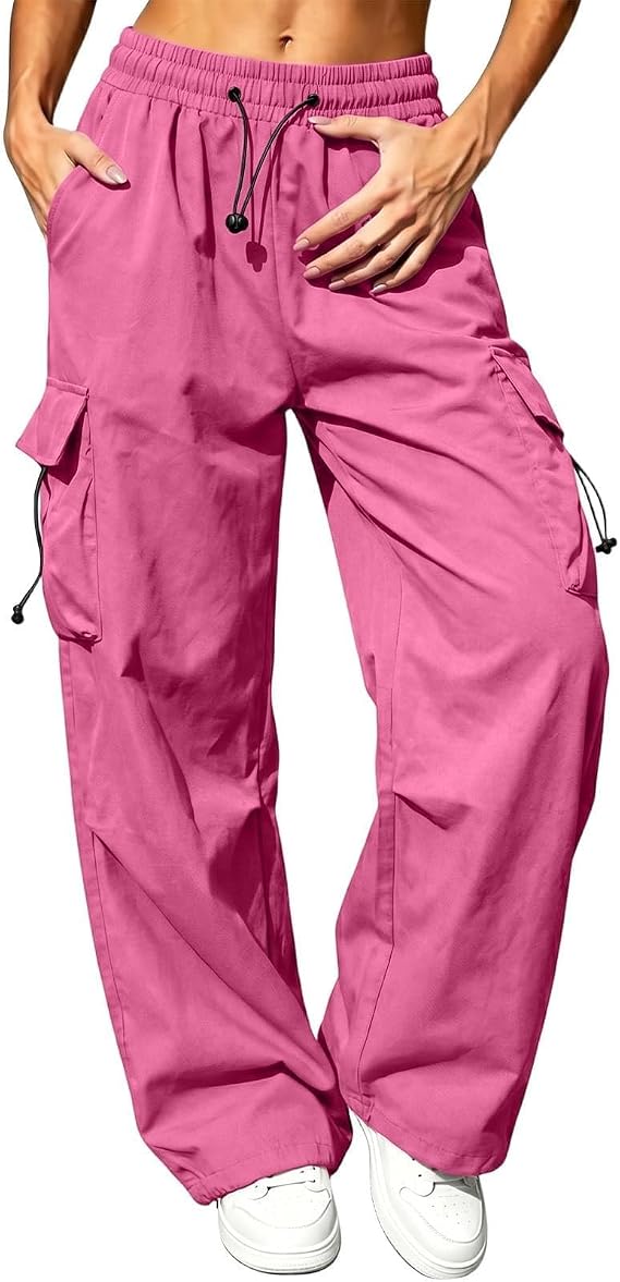 Cargo Pants Women Baggy Wide Leg Y2K Lightweight Parachute Pants