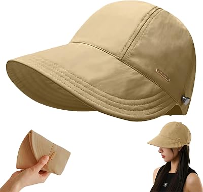 huablo]UPF 50Womens Sun Hat UV Protection Hiking Fishing Hats Wide Brim Hat Adjustable Ponytail Packable Sun Cap