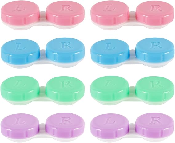 8 Pack Contact Lens Cases, Portable Contact Lens Holder with L/R Caps, Leak-Resistant Lens Storage Containers for Home, Travel & Outdoor Use
