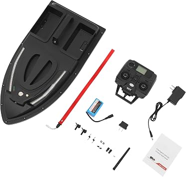 Remote Control Fishing Bait Boat with LCD Screen Dual Bait Hopper 5200mAh Battery Waterproof ABS Long Range for Lakes Rivers and Night Fishing