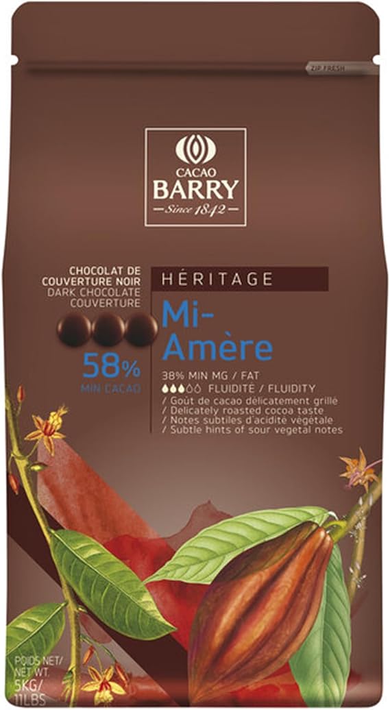 Cacao Barry Heritage Mi-Amere Dark Chocolate Pistoles 11 lb. WS-409BQ58MIAM-NF
