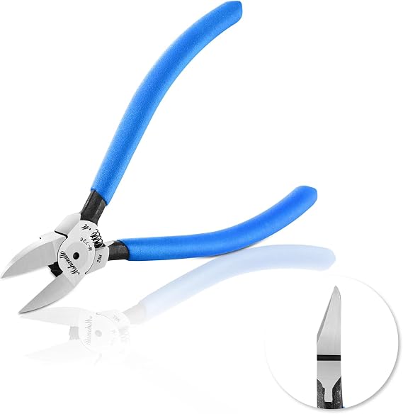 Wire Cutters Flush Cutters for Jewelry Making, Ultra-Sharp Side Cutters, CR-V Diagonal Cutters for Crafting, Flush Cut Pliers for Soft Copper Wire, Floral, Circuit Board (6" 1Pack)