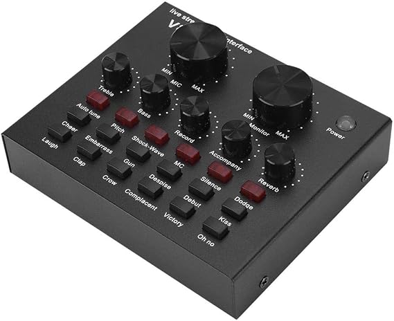 V8 Sound Card, Mini Voice Changer Support Dual Phones Live for Music Recording