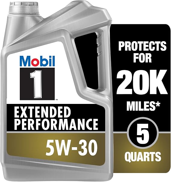 Mobil 1 Extended Performance Full Synthetic Motor Oil 5W-30, 5 Quart | 20,000-Mile Protection | Extreme Temp Control | Triple Action Formula