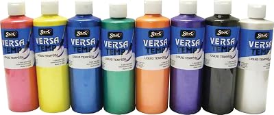 Sax Versatemp Heavy-Bodied Deluxe Tempera Paint for School and Arts and Crafts Use, Assorted Pearlescent Colors, 16 Ounce Pints, Set of 8