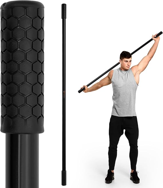 P Polerden Yoga Stick, 5ft Exercise Stick for Mobility, Stretching Stick with Non-Slip Ends, Exercise Dowel for Pilates, Balance Pole and Stretch Bar for Stretching Equipment