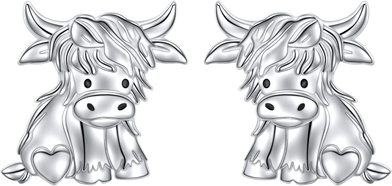 Yearace Animal Stud Earrings for Women 925 Sterling Silver Highland Cow Capybara Robin Bird Cat Bunny Stud Earrings Cute Animals Jewelry Gift for Women Girls