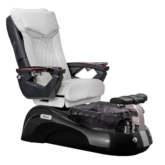 MAYAKOBA Siena 18 LX Shiatsulogic Pedicure Chair Black/Black Stylish Pedicure Tub w/Discharge Pump & Pipe-Less Magnetic Jet Pedicure Spa, White Cover Set