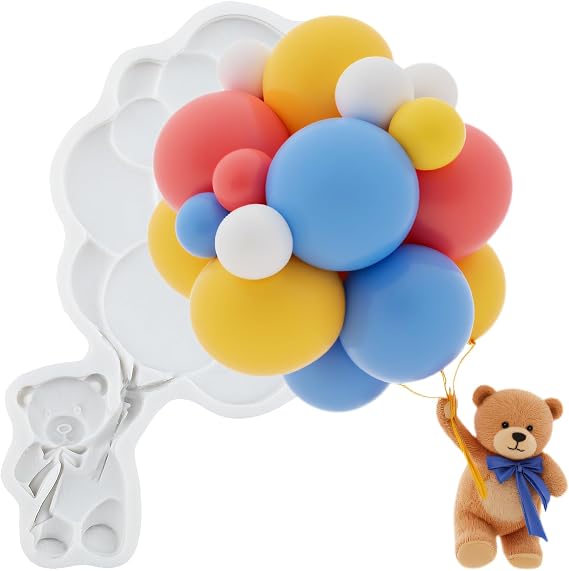 Bear Silicone Mold Bear Balloon Fondant Candy Chocolate Molds For Cake Decorating Cupcake Topper Chocolate Candy Polymer Clay Gum Paste