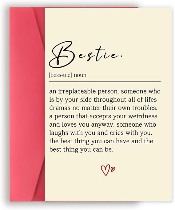 Missonemi Happy Bestie Birthday Card for Women, Funny Bestie Definition Card Cute Best Friend Bday Gift for Her, BFF Friendship Card for Sister