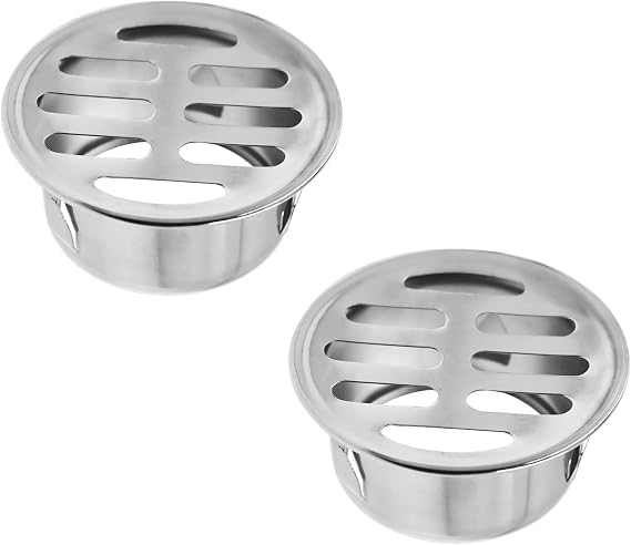Round Floor Drain,304 Stainless Steel Snap in Floor Drain Shower Drain Cover Grate Cover for Outdoor Yard Drain-Pipe Exhaust Pipe Roof Balcony Use 50mm/1.97''2 PCS