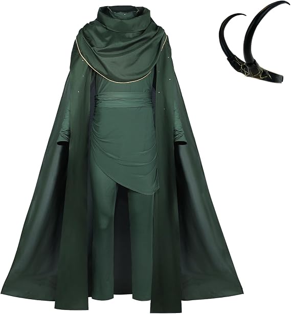 Green Costume Adult Men Tunic Pnats Belt Cape Suit Fullset