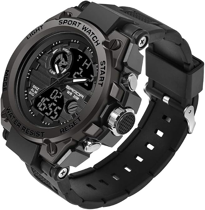 KXAITO Men's Watches Sports Outdoor Waterproof Military Watch Date Multi Function Tactics LED Alarm Stopwatch