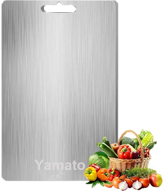Yamato Titanium Cutting Board - Double Sided Food Grade Meat Cutting Board, Stainless Steel (15 * 11 in)