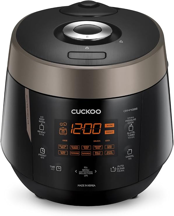 CUCKOO High Pressure Rice Cooker, 20-Cup Cooked, Black, CRP-P1009SB | Large 10-Cup Uncooked Capacity, Nonstick Inner Pot, 14 Menus, 17-22 Minute Turbo White Rice, Auto Clean, Made in Korea