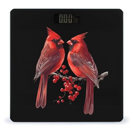 Birds Cute Cardinal Bathroom Scales for Body Weight Led Display Step-On Digital Weighing Scales for People
