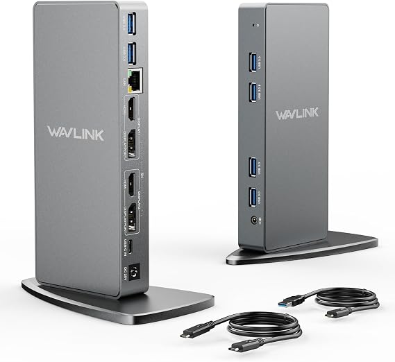 DisplayLink Docking Station Dual Monitor,WAVLINK 14-in-1 USB-C/A Laptop Dock with 2x5K HDMI,2x5K DP,1000Mbps Ethernet,6 USB 3.0,Audio&Mic,for New MacBook Neo M1/M2/Intel,Dell,HP,Surface Pro
