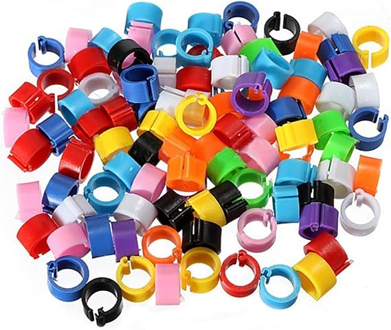100pcs 8mm Colorful Plastic Pigeon ID Leg Rings