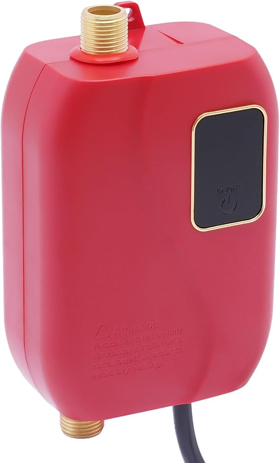 Instant Hot Water Heater, Electric Mini-Tank Water Heater, Brass Interfaces, Touch Button, Under Sink Counter Cupboard For Sinks Kitchens, 110v, 3000w, Wall Or Floor Mounted (Red)