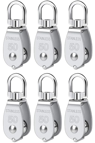 Pulley Block 304 Stainless Steel Rope Cable Pulleys | Can Swivel Pulley Heavy Duty Large Small Pulley System for Gym Equipment, Hanging, Lifting, etc M15 M20 M25 M50