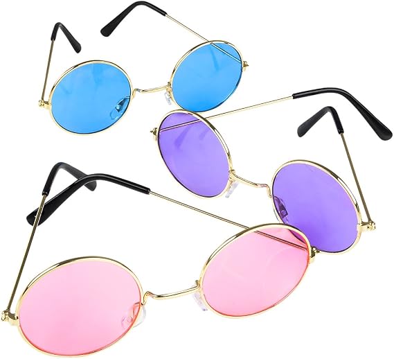 Round Colored Lens Sunglasses, One per Order, No Color Choice
