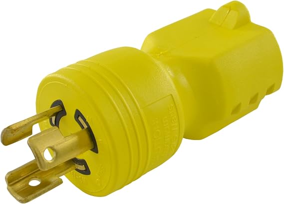 Conntek 30128-YW Locking Plug Adapter NEMA L5-15P to NEMA 5-15/20R