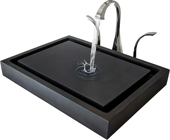 Eden Bath Rectangular Infinity Pool Vessel Sink, Honed Black Lava Stone - Stylish Bathroom Sink