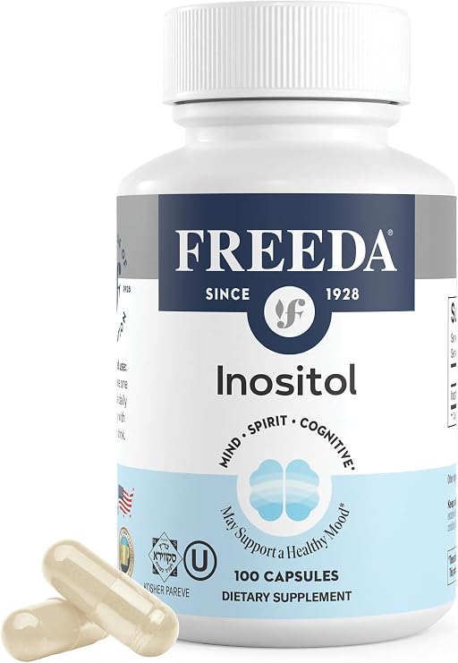 FREEDA Myo-Inositol 650mg Mood, Calm & Wellness Support 100 Caps | Pure Vitamin B8 inositol supplement for mood, calm & daily wellness support. Vegetarian, kosher & made in USA.