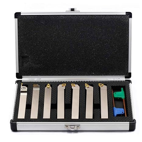 OSCARBIDE 1/2" Shank Nickel Plated 7-Piece Indexable Lathe Tool Holder Set