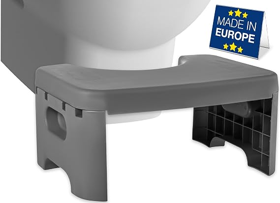 Hakan Foldable Plastic Toilet Squat Stool 8-inch Bathroom Squatting Posture Poop Stool for Adults with Non-Slip Feet, Portable Curved Lightweight Easy to Storage Toilet Assistance Step Stool, 21 cm