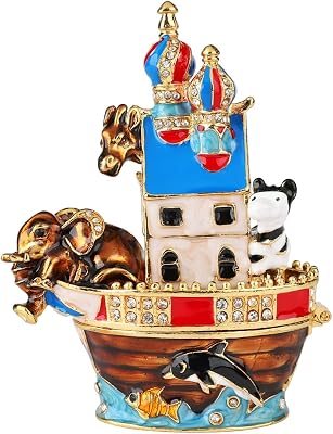 Animals Boat Trinket Box Hinged Small Ring Hold Boxes Hand-Painted Classic Ornaments Craft Gift for Home Decor