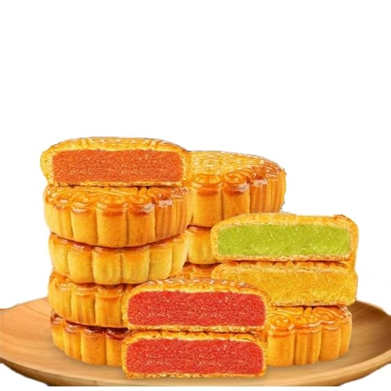 WOW-great Chinese Mid-Autumn Festival Guang Style Moon Cake 5-Flavor Mixed Fruit Moon Cake Traditional Pastry (5-Flavor Mixed)