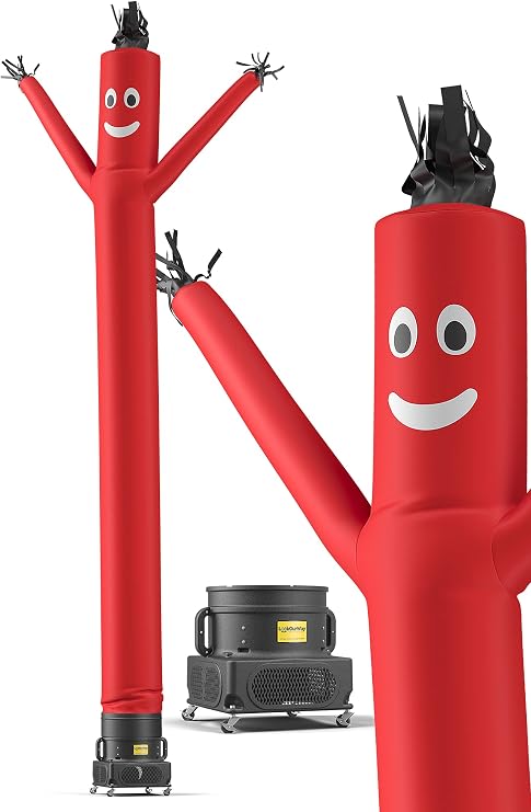 LookOurWay Air Dancers Inflatable Tube Man Set - 20 Feet Tall Wacky Waving Inflatable Dancing Tube Guy with 1 HP Blower for Business Promotion - Red | 1-hp blower included, wacky waving inflatable