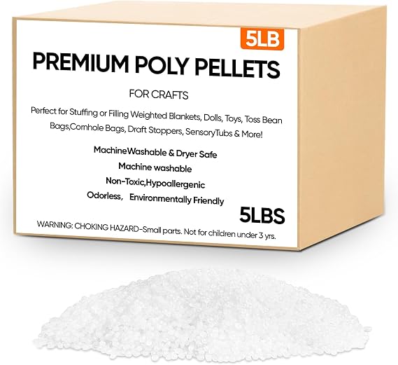 5 lb Poly Pellets Weighted Stuffing Beads,Plastic Pellets Weighted for Stuffed Animals,Poly for Bean Bags, Crafts,Doll and Blankets