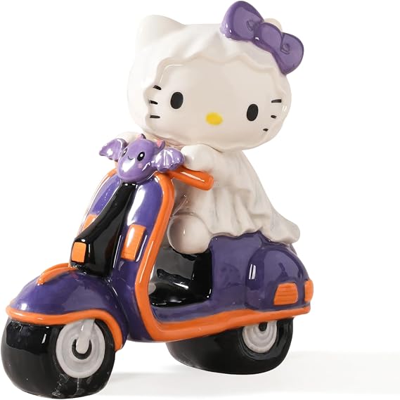 Blue Sky Clayworks Hello Kitty Bat Scooter Figurine, Ceramic, 7" L x 3" W x 7" H, Ghost-Rider Kawaii Pop