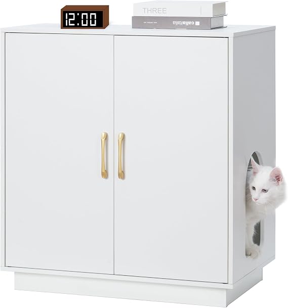 Gitelsnour 30.9'' Litter Box Enclosure Furniture- Hidden Storage, CLB003WT