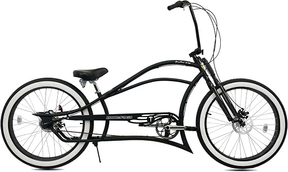 MICARGI 26" 7/GT7/3I DS Speed Bicycles Boston Chopper-style Stretch Cruiser Bikes, Hi-ten Steel Frame for Adult Women Men,Multiple Colors