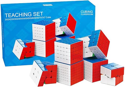 Speed Cube Set - Puzzle Cube, Magic Cube Bundle Collection Cube 2x2 3x3 4x4 5x5 6x6 7x7 Puzzle Cube Toy Gift Box for Children Adults, Pack of 6, Moyu MFJS WCA 2-7 Set (Stickerless)