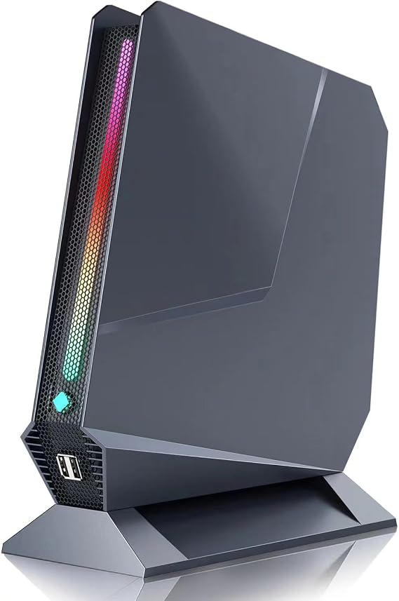Mini Gaming PC, Intel Core i9-9880H 8C/16T, up to 4.8GHz, NVIDIA GTX 1650 RGB Lights Mini Computer, 32GB DDR4 1TB NVMe SSD, 2X HDMI + Type-C, WiFi 6E BT 5.3, Windows 11 Pro