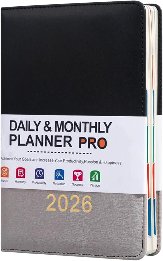 2026 Monthly Planner A5, Agenda, Daily, Weekly, Planning | Day Planner 2026 Calendar Monthly Planning Journal Notebook for School Home Office Classroom Student Teacher Work Family Men