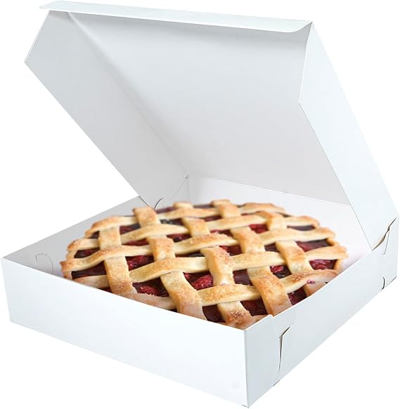Cake S.O.S 10x10x2 1/2 inches White Pie box, Premium Bakery Boxes, One piece, Perfect for packaging and selling pies, donuts, cookies, and muffins 25 ct.