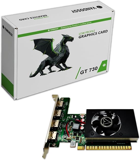 GeForce GT 730 Low Profile GPU, 4x HDMI 4GB GDDR5 Video Card PCIe 2.0x8 384CUDA Gaming Video Card for Multi-Monitor Business HTPC Home Theater Silent PC GT 730 Low Profile
