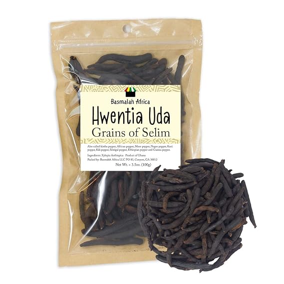 UDA, Hwentia, Grains of Selim, Xylopia Aethiopica, Uda seed, Uda spice, diarr, African Spices, African food (100g)