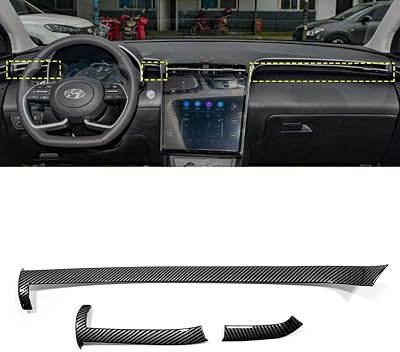 Eridanus Auto Accessories Fit for Hyundai Tucson 2023-2022 Dashboard Air Outlet Strip Trim Carbon Fiber Style ABS 3PCS