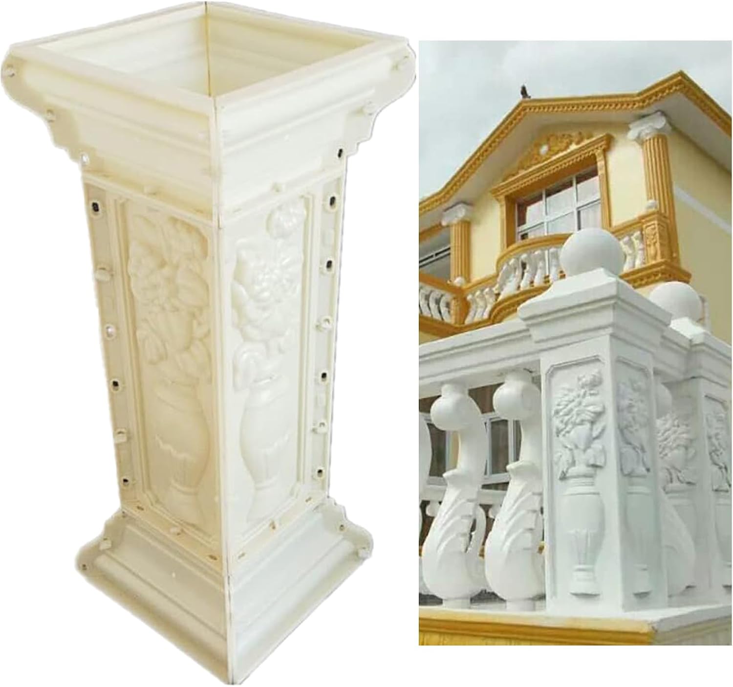 Pillar Concrete Molds,26.78" Plastic Pillar Mould Garden Reusable DIY Casting Cement Plaster Concrete Mould MD