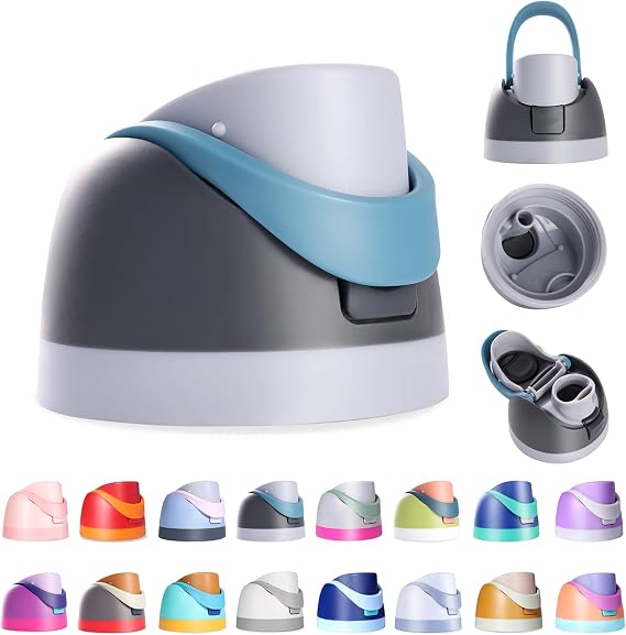 Ruzkq Replacement Lid for Owala Freesip, Compatible with Owala Cup 16oz 24oz 32oz 40oz, One Button Water Bottle Top Lid Replacement Accessory, Leakproof, BPA-Free (Grayish Blue)