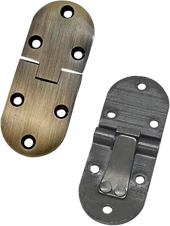QCAA Solid Brass Butler Tray, Folding Table Hinge, 2-1/2" x 1" x 2.8 mm, Brushed Antique Brass, 2 Pack, Made in Taiwan