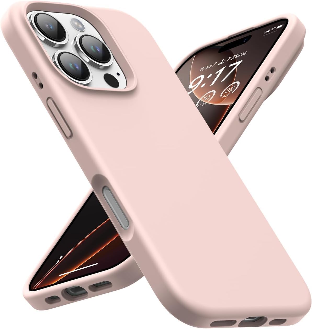 Apple iPhone 15 Kılıf 6.1" ile Uyumlu, İnce Sıvı Silikon Cep Telefon Kılıfı, Mikrofiber Astar İç Yüzey, Darbe Emici Kapak, Kolay Temizlenebilir Phone Case - Pudra Pembe